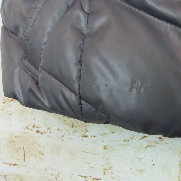 VTG Y2K Esprit Puffer Vest Womens 4US Metallic Coated Gray Hooded Down Feather - Picture 9 of 15